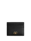 Valentino Portafoglio Minimalista In Pelle Nera Con Fessure Per Carte In Black