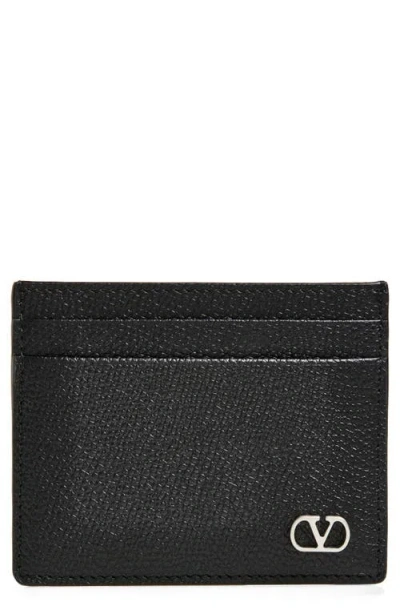 Valentino Garavani Vlogo Leather Card Holder In Black