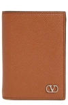 Valentino Garavani Vlogo Leather Continental Wallet In Saddle