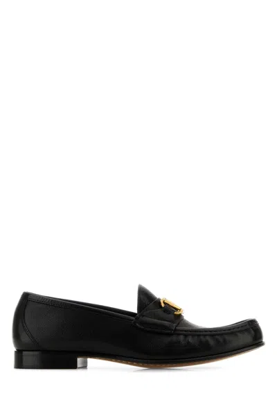Valentino Garavani Vlogo Leather Loafers For Women In Black