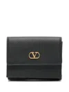 Valentino Signature Leather Trifold Wallet In Black