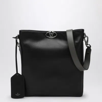 Valentino Garavani Logo Lock Leather Shoulder Bag In Black