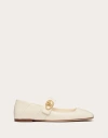 Valentino Garavani Vlogo Locker Mary-jane Ballerina In Calfskin Woman Ivory 40 In アイボリー