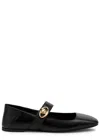 Valentino Vlogo Mary Jane Leather Ballerina Flat In Black