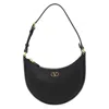 Valentino Half-moon Leather Shoulder Bag With Chain Strap In Black