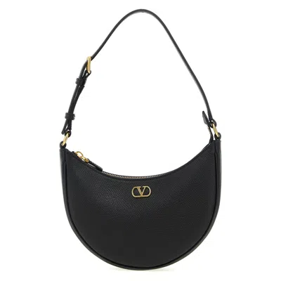 Valentino Garavani Vlogo Signature Leather Shoulder Bag In Black