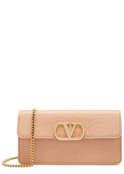 Valentino Garavani Vlogo Moiré Wallet-on-chain In Pink
