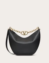 Valentino Garavani Vlogo Moon Medium Grainy Calfskin Hobo Bag With Chain Woman Black Uni