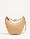 Valentino Garavani Vlogo Moon Medium Grainy Calfskin Hobo Bag With Chain Woman Cappuccino Uni