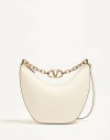 Valentino Garavani Vlogo Moon Medium Grainy Calfskin Hobo Bag With Chain Woman Ivory Uni