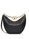 Valentino Medium Leather Vlogo Moon Shoulder Bag In Black