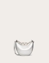 Valentino Garavani Vlogo Moon Mini Hobo Bag In Metallic Grainy Calfskin With Chain Woman Silver Uni In Silver