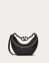 VALENTINO GARAVANI VALENTINO GARAVANI VLOGO MOON SMALL HOBO BAG IN GRAINY CALFSKIN WITH CHAIN WOMAN BLACK UNI