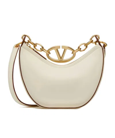 Valentino Garavani Vlogo Moon Zip-up Mini Shoulder Bag In Nude
