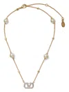 Valentino Garavani Women Vlogo Necklace With Pearls And Swarowski Crystals