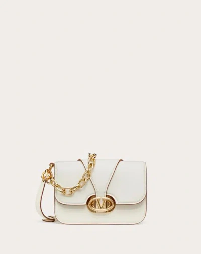 Valentino Garavani Vlogo O'clock Small Nappa Leather Shoulder Bag With Chain Woman Ivory Uni In White