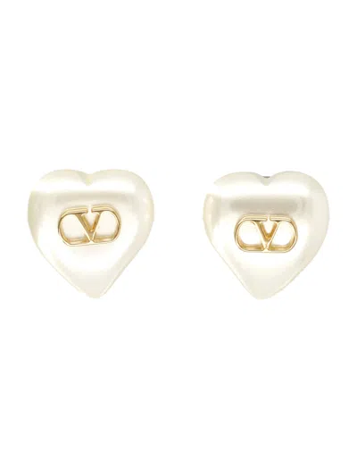 Valentino Garavani Vlogo Pavé Stud Earrings, Polished Metal Finish, 1.5 Cm X 1.5 Cm In Neutral
