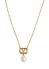 Valentino Garavani Vlogo Pearl-embellished Necklace In Gold