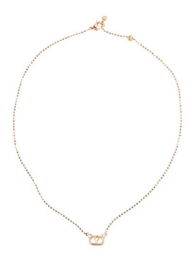 Valentino Garavani Vlogo Plaque Necklace In Gold