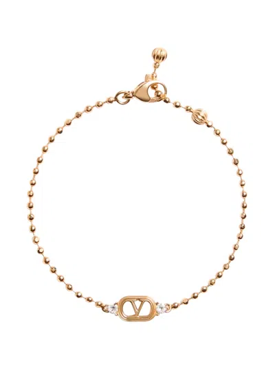 Valentino Garavani Vlogo Plate Brass Bracelet In Gold