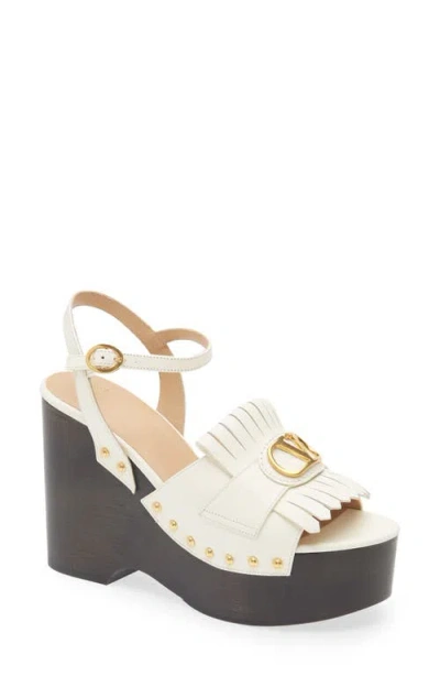Valentino Garavani Vlogo Platform Sandal In Ivory