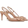 Valentino Pointed Toe Kitten Heel Pumps With Patent Finish In Gf9 Rose Cannelle