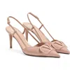 Valentino Garavani Vlogo Pointed Toe Slingback Pump In Neutral