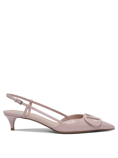 Valentino Garavani Vlogo Pointed Toe Slingback Pumps In Gray