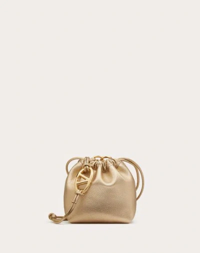 Valentino Garavani Vlogo Pouf Metallic Leather Mini Bucket Bag Woman Gold Uni