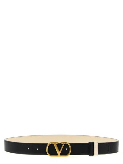 Valentino Garavani Vlogo Signature Reversible Calfskin Belt In Black