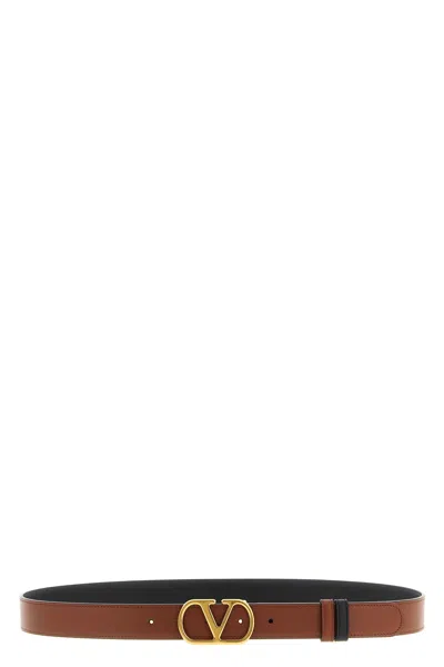 Valentino Garavani Brown Leather Vlogo Signature Reversible Belt