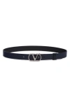Valentino Garavani Vlogo Reversible Leather Belt In Multi