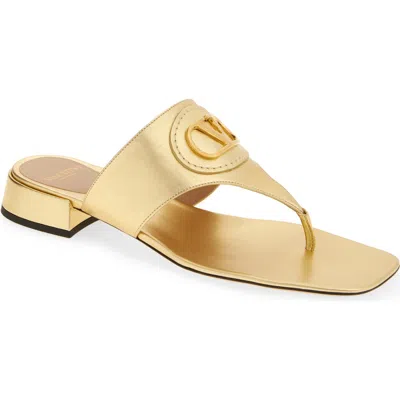Valentino Garavani `vlogo Signature` Thong Sandals In Gold
