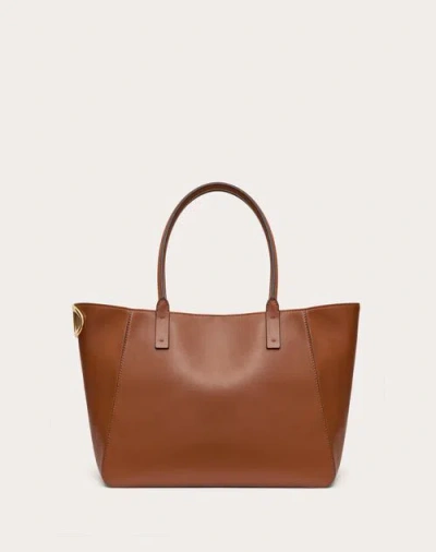 Valentino Garavani Vlogo Side Shopping Bag In Nappa Calfskin Woman Tobacco Uni In タバコ