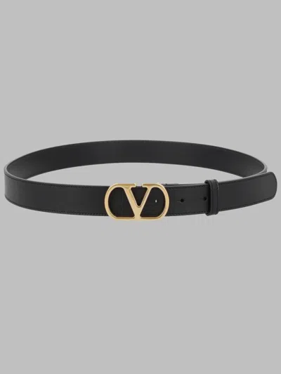Valentino Garavani Vlogo Signature 3 Cm Leather Belt For Men In Black