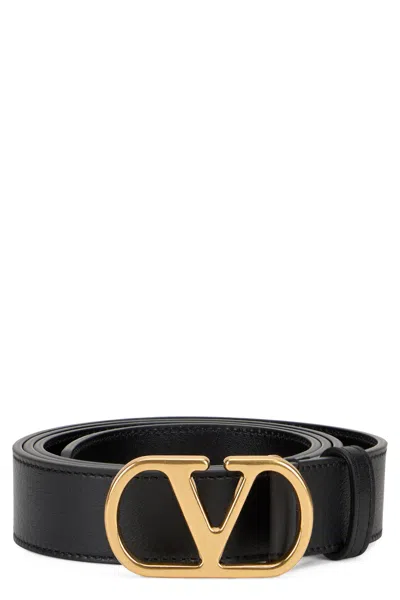 Valentino Garavani Vlogo Signature 30mm Leather Belt In Black