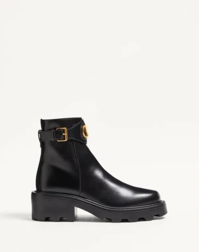Valentino Garavani Vlogo Signature Ankle Boot In Calfskin 55mm Woman Black 40.5