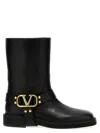 Valentino Black Leather Biker Rockstud Ankle Boots