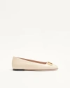 Valentino Garavani Vlogo White Lamb Leather Goat Leather Classic Ballet Flats In Neutral