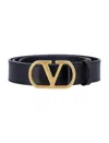 Valentino Garavani Elegant Black Leather Belt With Gold Buckle 30 Mm Men