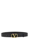 Valentino Garavani Vlogo Signature Belt In Shiny Calfskin 30 Mm Woman Black 100
