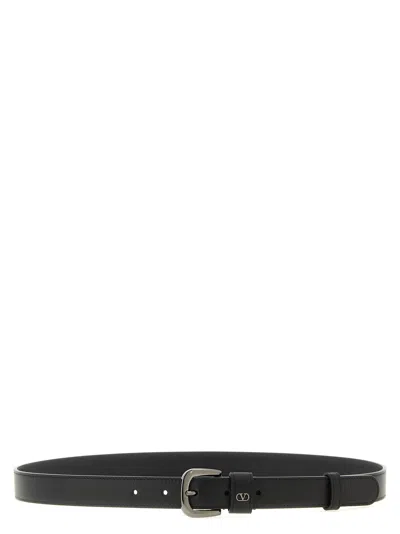 Valentino Garavani Vlogo Signature Calfskin Belt In Black