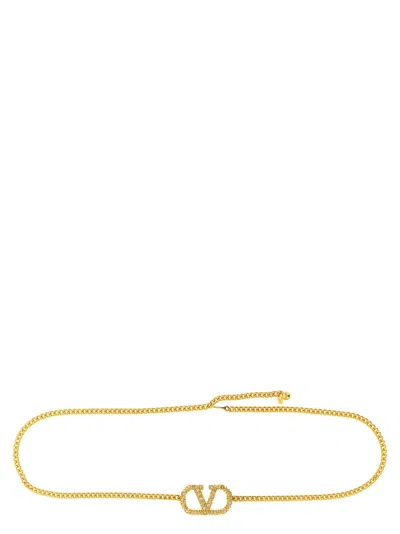 Valentino Garavani Vlogo Signature Belt Belts Gold In Brown