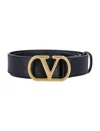 Valentino Black Signature Logo Buckle Belt In Black