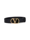 Valentino Adjustable Length Gold-tone Buckle Belts In Black