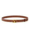 Valentino Belt Adjustable Length Gold-tone Buckle In Brown