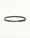 Valentino Garavani Vlogo Signature Belt In Shiny Calfskin 15 Mm Woman Black 100