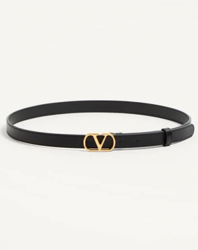 Valentino Garavani Vlogo Signature Belt In Shiny Calfskin 20 Mm Woman Black 100