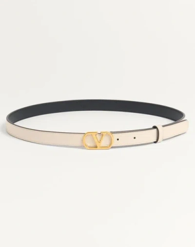 VALENTINO GARAVANI VALENTINO GARAVANI VLOGO SIGNATURE BELT IN SHINY CALFSKIN 20 MM WOMAN BUTTER 100