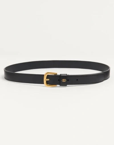 Valentino Garavani Adjustable Vlogo Signature Gold Buckle Belt In Black
